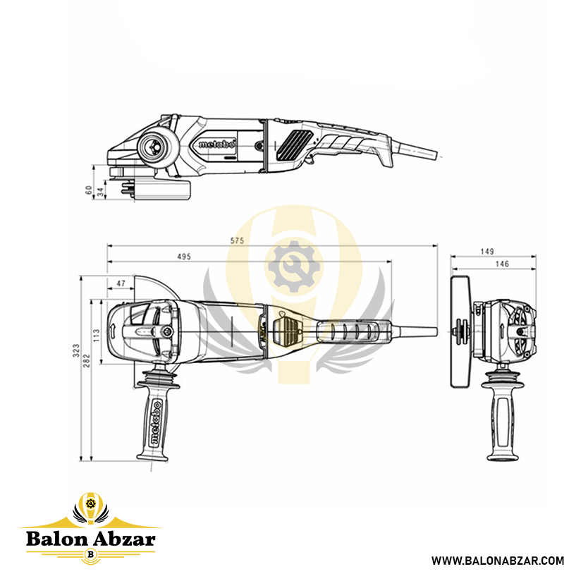  ابعاد دقیق فرز آهنگری متابو مدل WE 22-180 MVT 