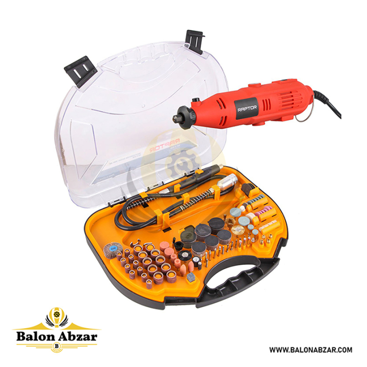 اقلام همراه فرز انگشتی دیمر دار 210 پارچه رپتور مدل RA3-210