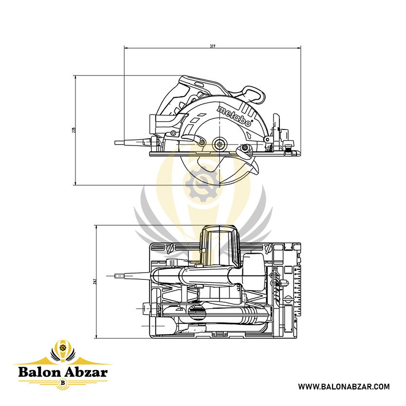  اندازه دقیق اره دیسکی متابو مدل KS 55 با گارانتی 18 ماهه 