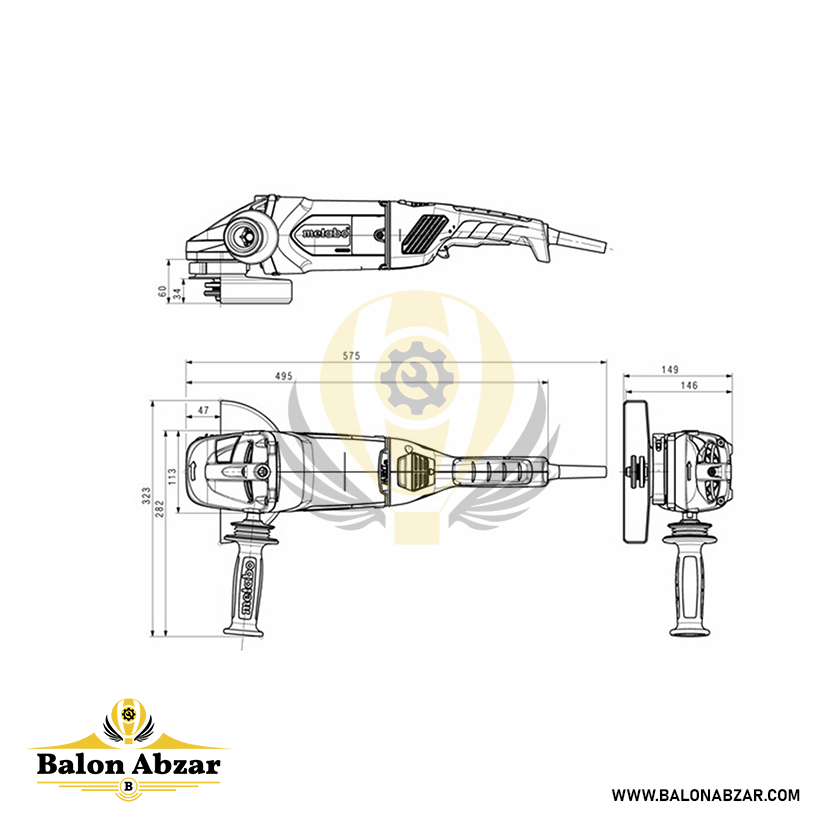  ابعاد دقیق فرز آهنگری متابو مدل W 24-180 MVT 