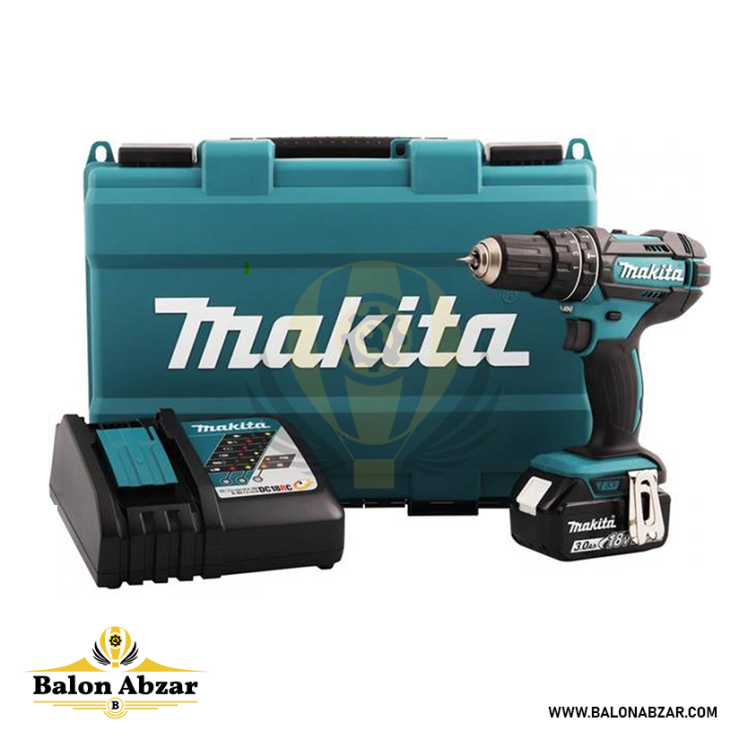 دریل شارژی 18 ولت ماکیتا با دو باتری 3 آمپر مدل DHP482RF