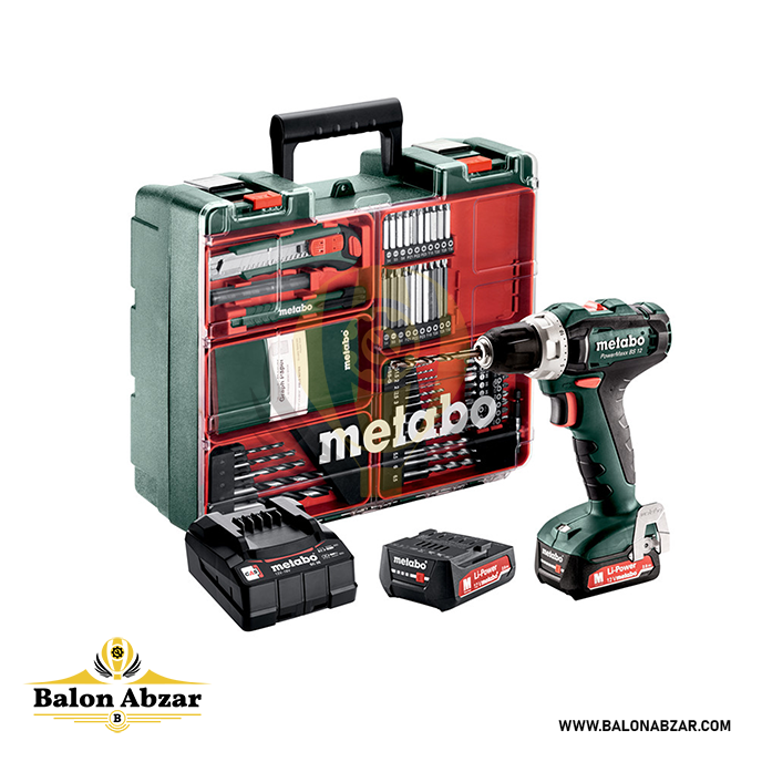  ست دریل شارژی 12 ولت متابو مدل Powermaxx BS 12 SET با گارانتی 18 ماهه 