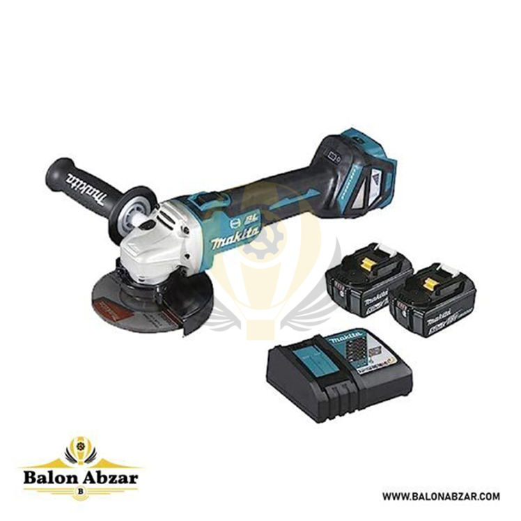 مینی فرز شارژی ماکیتا مدل DGA513RTJ به همراه 2 عدد باتری ۵ آمپری | بالن ابزار