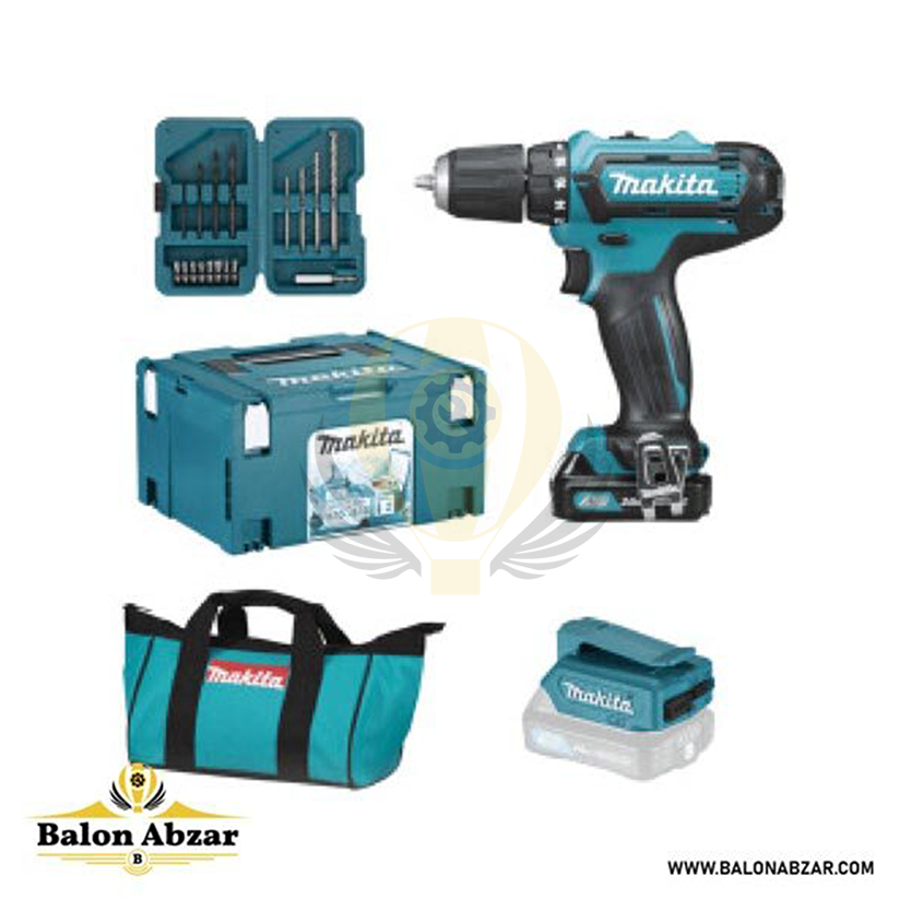  اقلام همراه دریل شارژی 12 ولت Makita DF333DSAX6 | بالن ابزار 