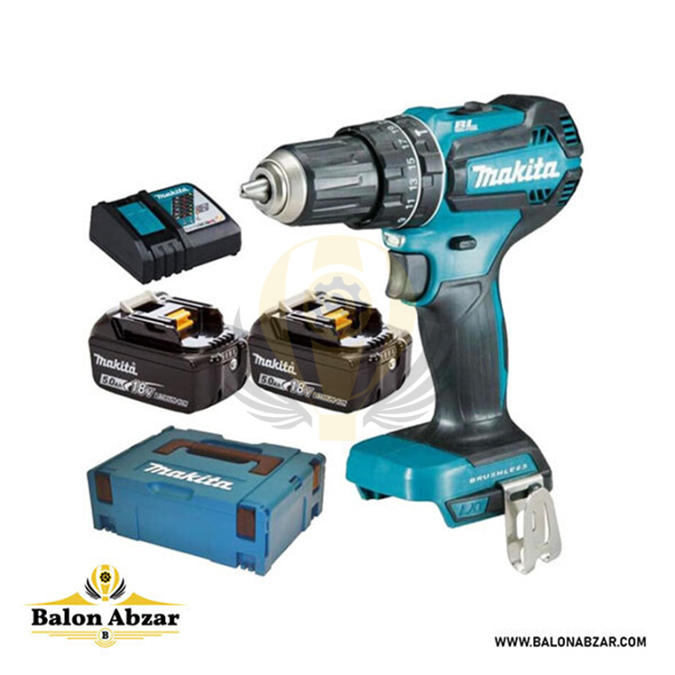 دریل شارژی Makita مدل DHP485RTJ به همراه 2 عدد باتری 5 آمپری