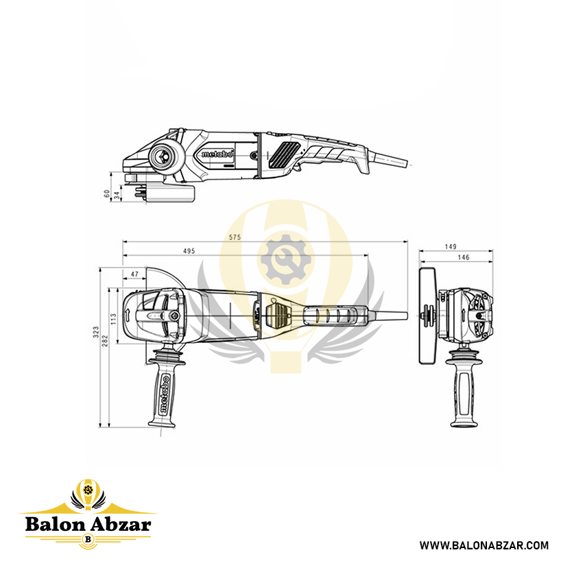  ابعاد دقیق فرز آهنگری متابو مدل WEPBA 24-180 MVT QUICK 