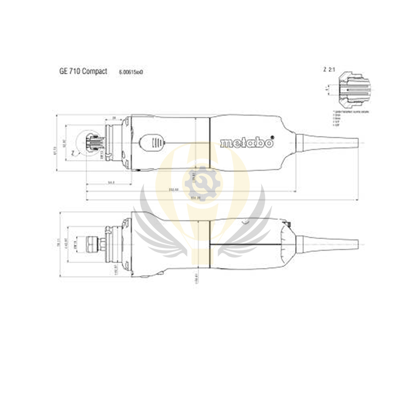  ابعاد فرز انگشتی 710 وات متابو مدل GE 710 Compact 