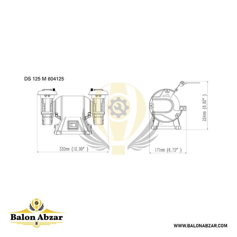  ابعاد سنگ رو میزی متابو مدل DS 125 